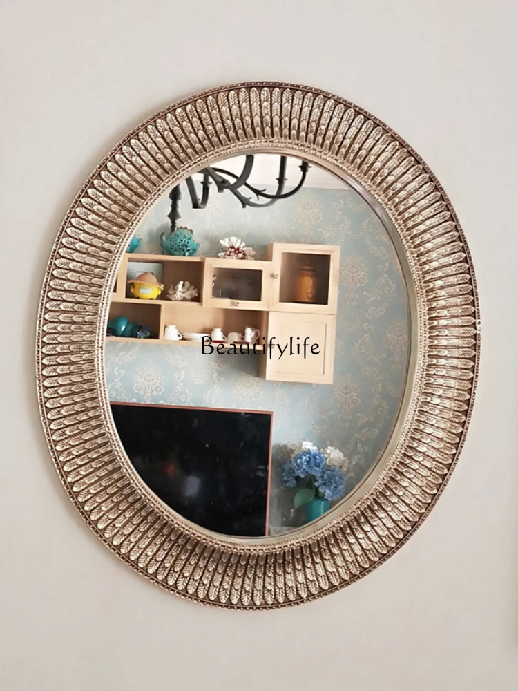 European bathroom mirror wall-mounted oval waterproof countertop dressing decorative mirror