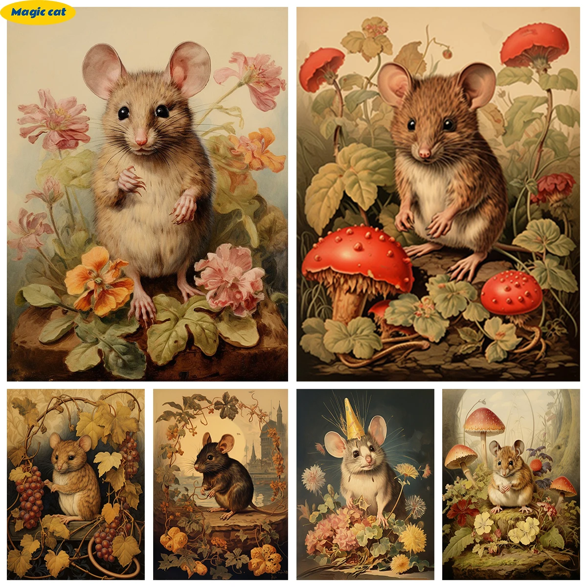 

Animal Theme DIY Diamond Painting Kit Cute Fancy Rat Hamster 5D Gem Embroidery Cross Stitch Modern Style Home Wall Decor Gift
