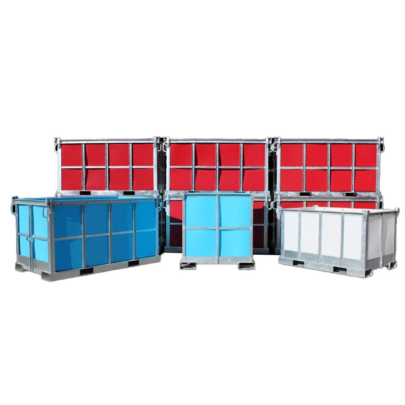 Storage foldable and stackable grape harvest pallet bins container with PVC panel