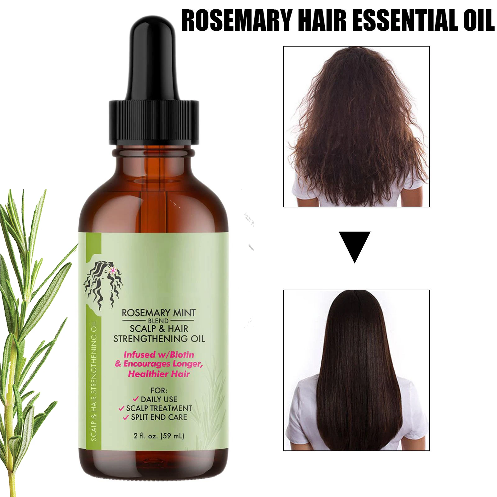 Olio essenziale per la crescita dei capelli olio rinforzante per capelli alla menta al rosmarino trattamento nutriente per capelli secchi Mielle Organics e doppie punte