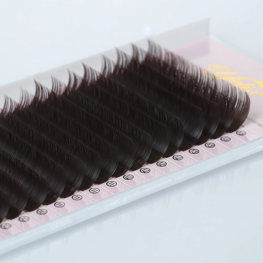 Yelix Dunkelbraun 16 Reihen Klassische Volumen Einzelwimpernverlängerungen B C CC D Curl 0,07/0,10/0,12mm 7-15mm Gemischte Längen Wimpern – Detail 6