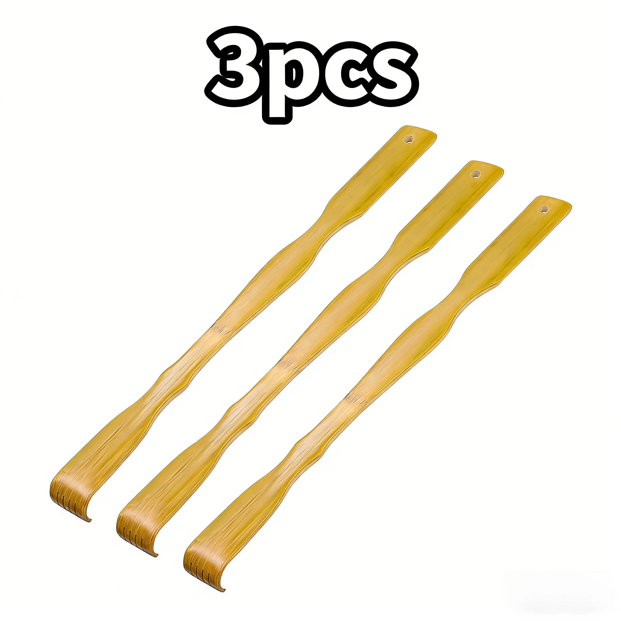 

3Pcs Bamboo Back Scratcher: Slick Long Wooden Handle for Men and Women, Ideal Tool for Home Massage