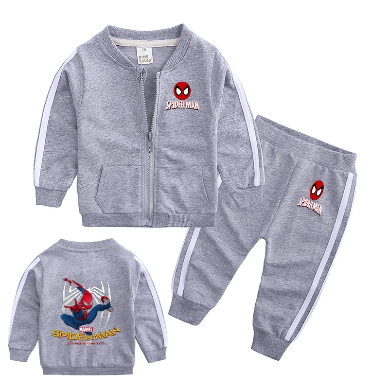 

Детские спортивные комплекты Marvel, 2 шт./компл., повседневный спортивный костюм для маленьких мальчиков и девочек, весенне-осенние штаны на молнии, удобная детская одежда