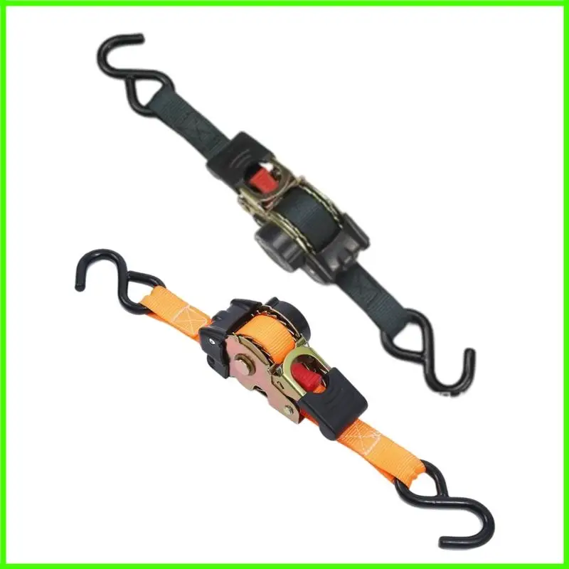 Retractable Motorcycle Vehicle Luggage Straps Reinforced Ratchet System Heavy Duty Tie Down Secure Fastener 220lbs Loads