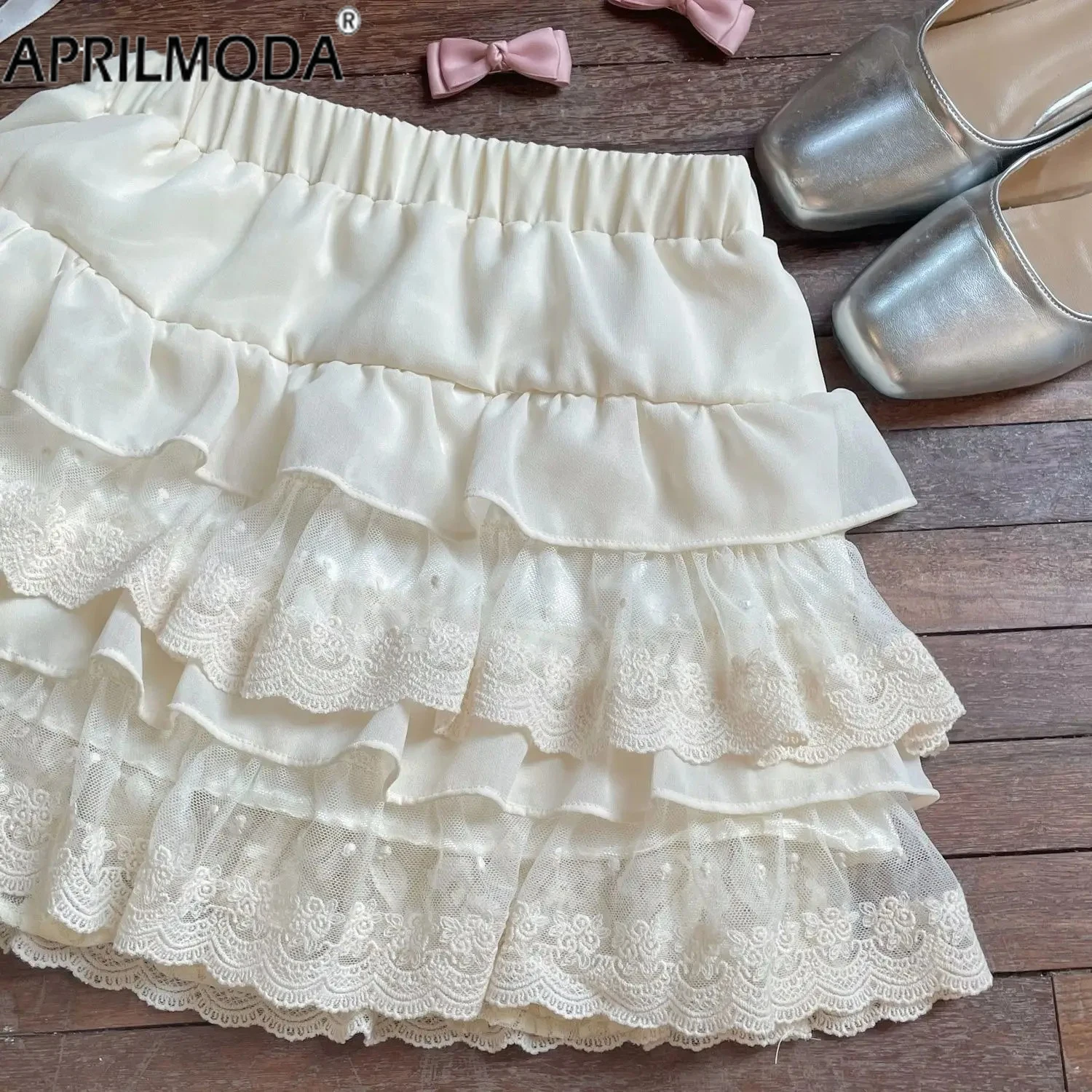 Cake Cutecore Harajuku Solid Mini Skirt 2024 Soft Girl Japanese Ball Gown Cute Y2K Ruffle Princess Lace Kawaii A Line Skirts