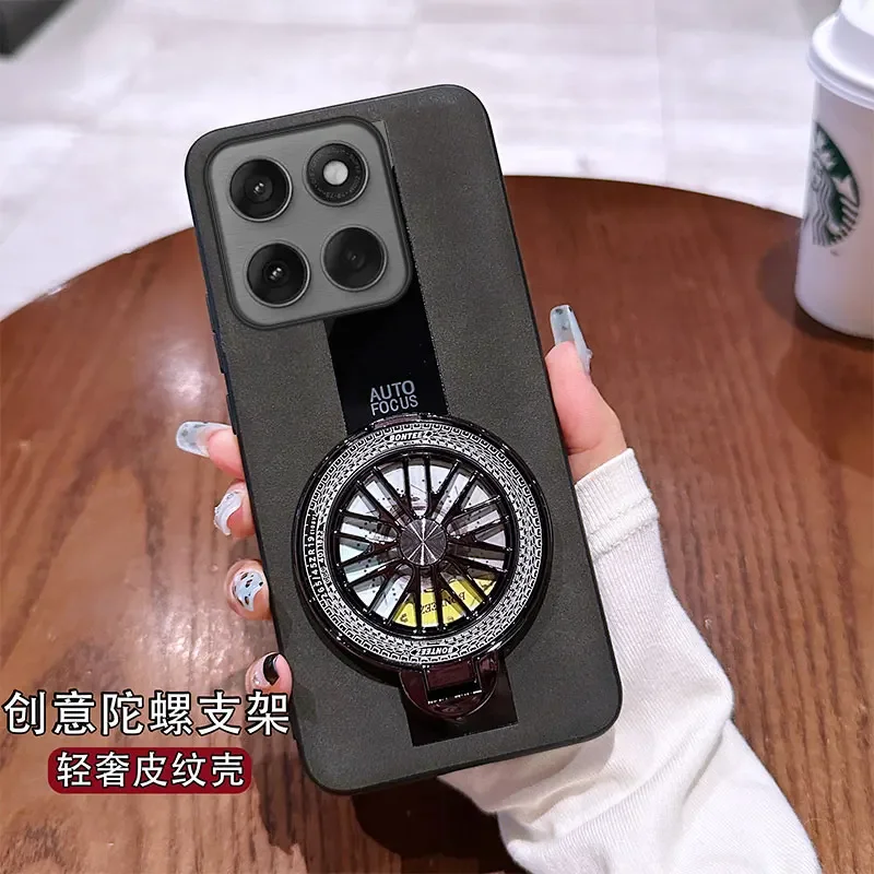 Funda لموتورولا موتو G100 حافظة جيروسكوب قوس فاخر حامل مغناطيسي شبكي بولي PU غطاء جلد الغنم غطاء سيليكون