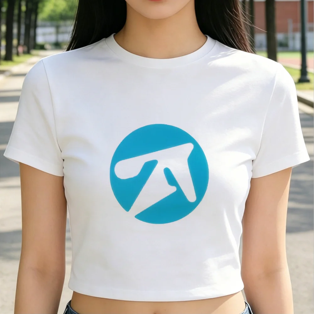 Aphex Twin crop top female dollette streetwear 2000s korean fashion cute t shirt japan goth kawaii jojifuku korean fashion