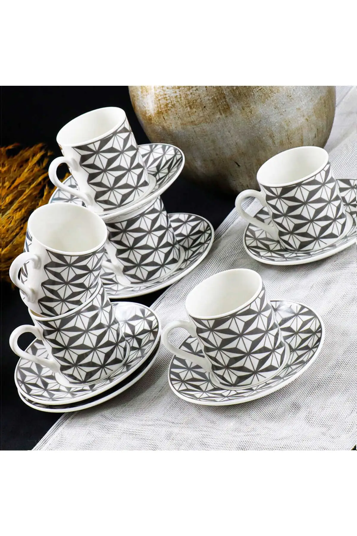 12 piece Turkish Coffee Cup Pad New Porcelain Ceramic Coffee Cup Espresso Turkish coffee Decorative Cup Set Made In Turkey