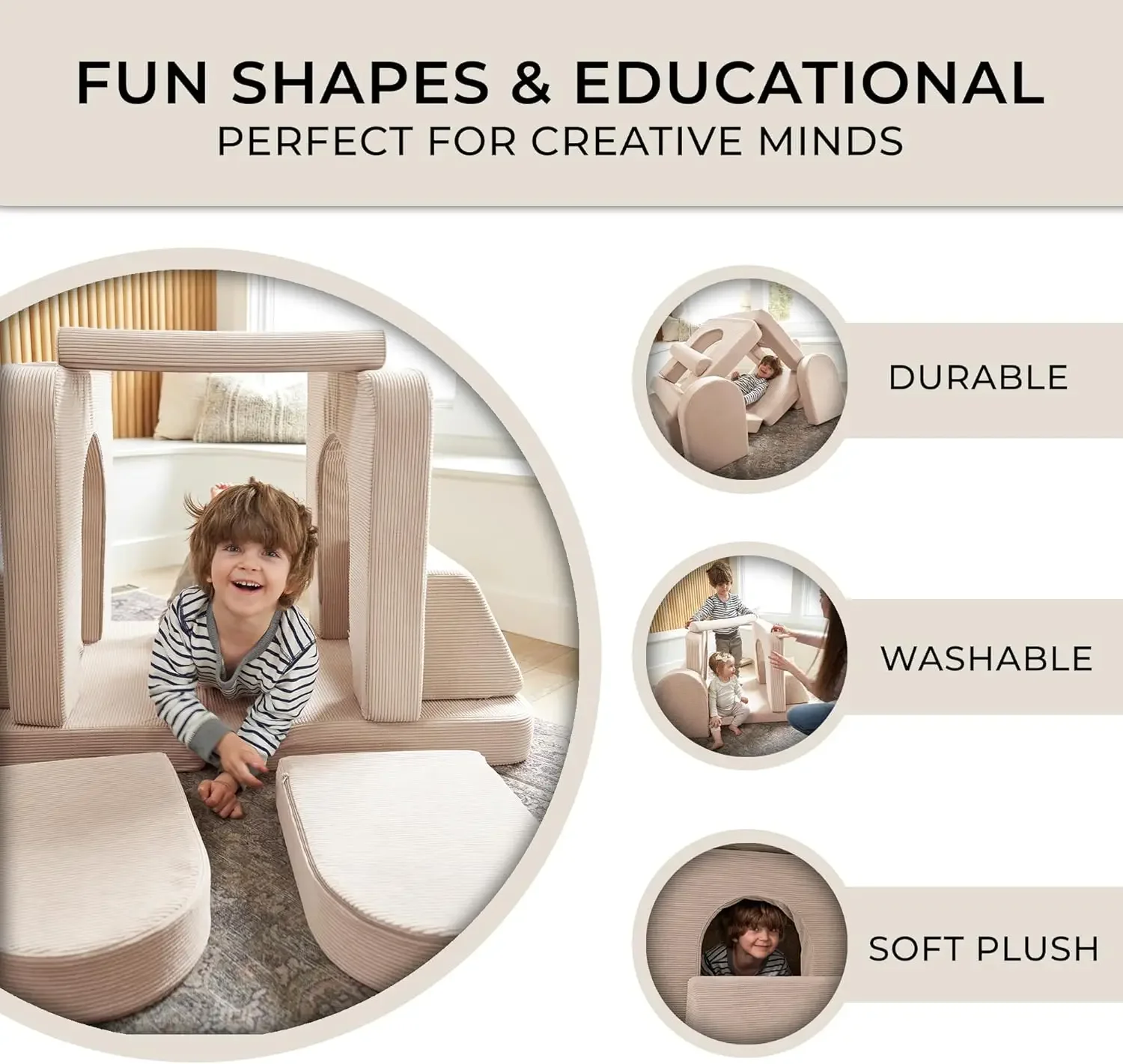 Modular Kids Play Couch for Fun Play Time or Comfy Lounging - The Perfect Toddler Sofa to Boost Creativity and Easily Bui