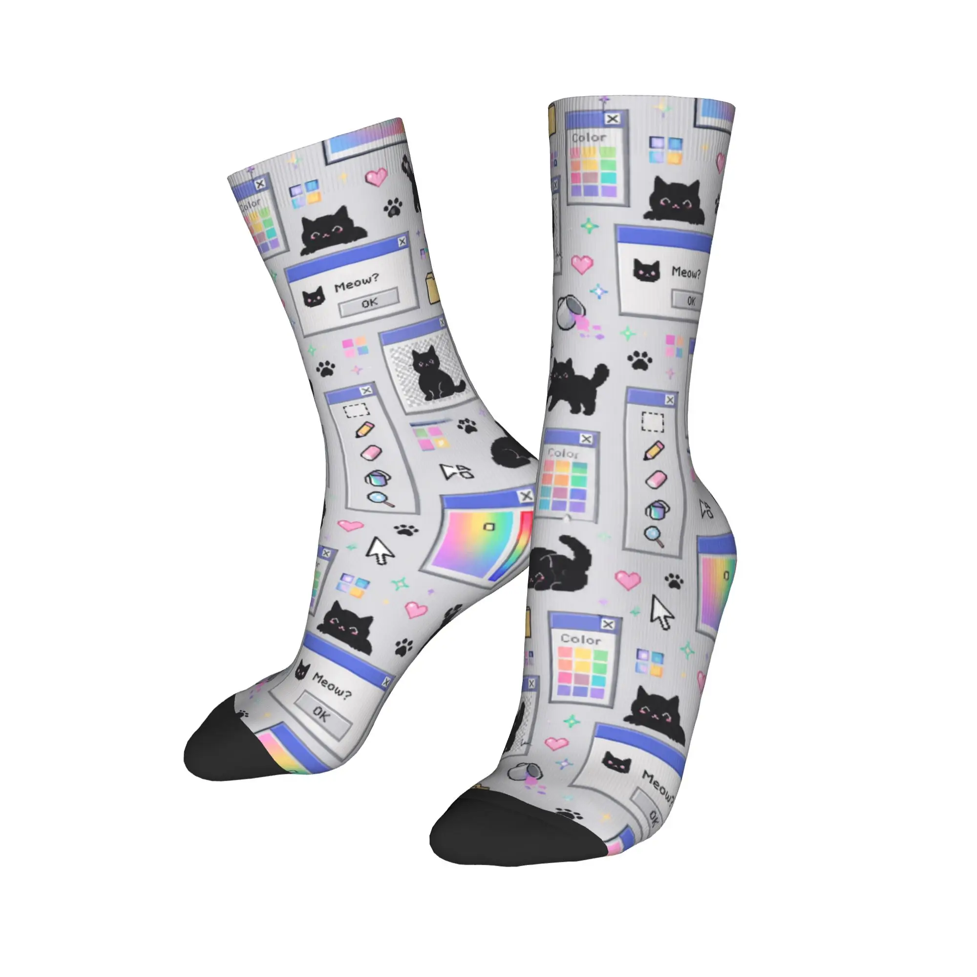Cyber ​​computer system malfunction pop up window printed Stockings Gothic Socks Unisex Men High Quality Socks Climbing Socks