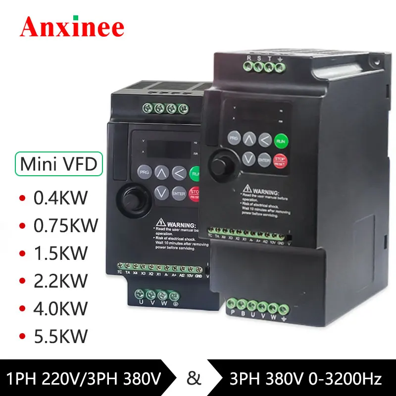 Convertitore di frequenza di uscita trifase Mini 220V 380V0.4KW0.75KW1.5KW/azionamento a velocità regolabile/da 220V a 380V VFD