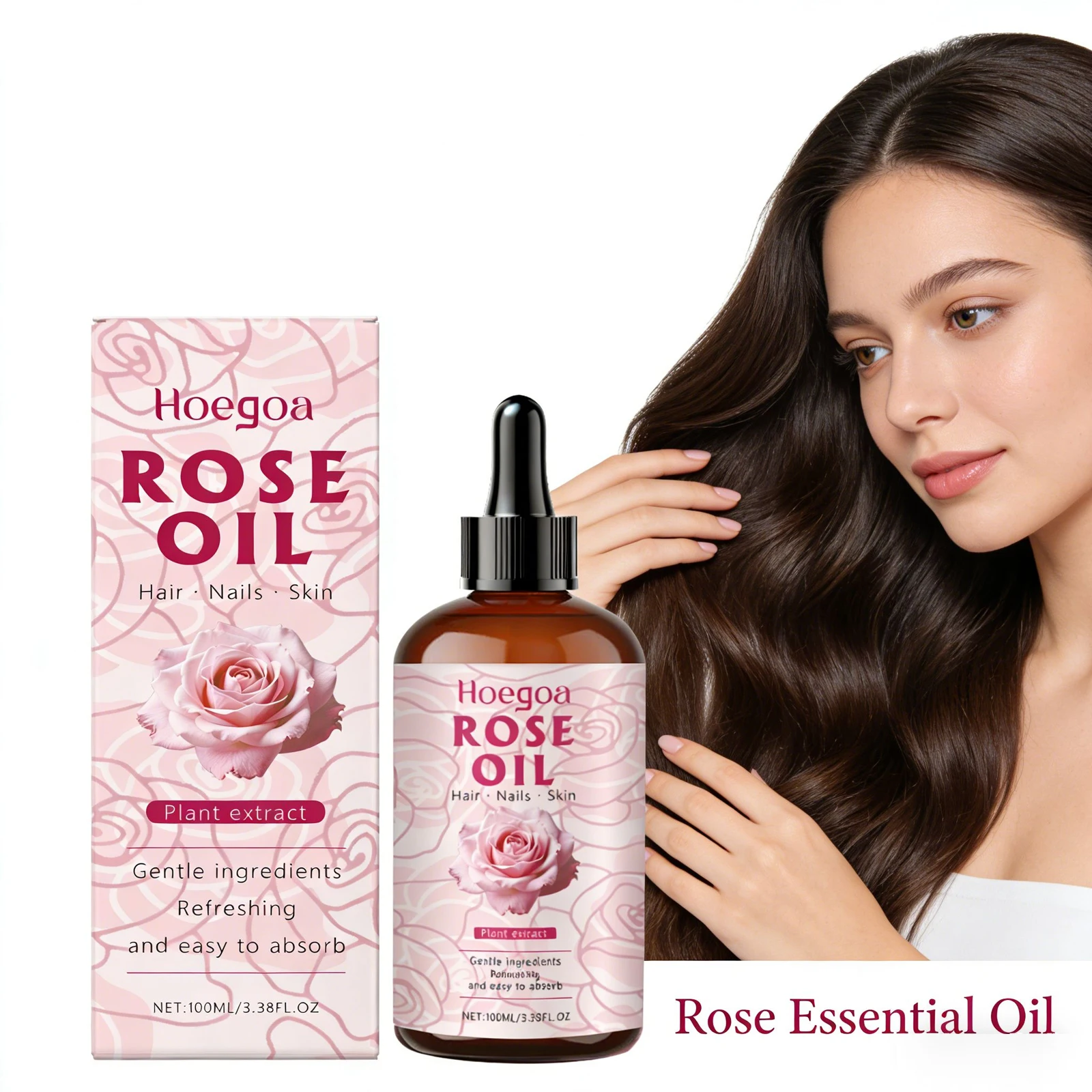 

Rose Essential Oil for Hair Frizzy Split Ends Repair Brightening Moisturizing Body Face Serum Anti Dry Damage Nail Care Essence