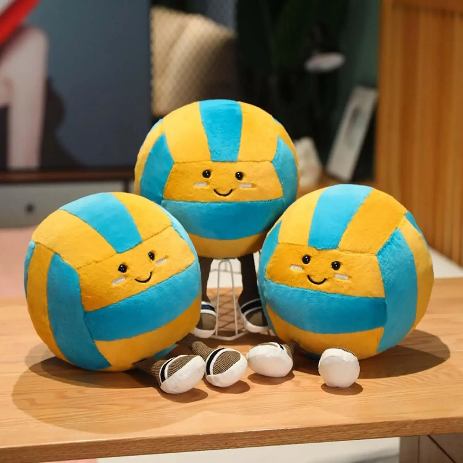 26cm Cute Volleyball Plush Toy, Volleyball Soft Stuffed Doll Beach Sports Plushies for Kids Gift