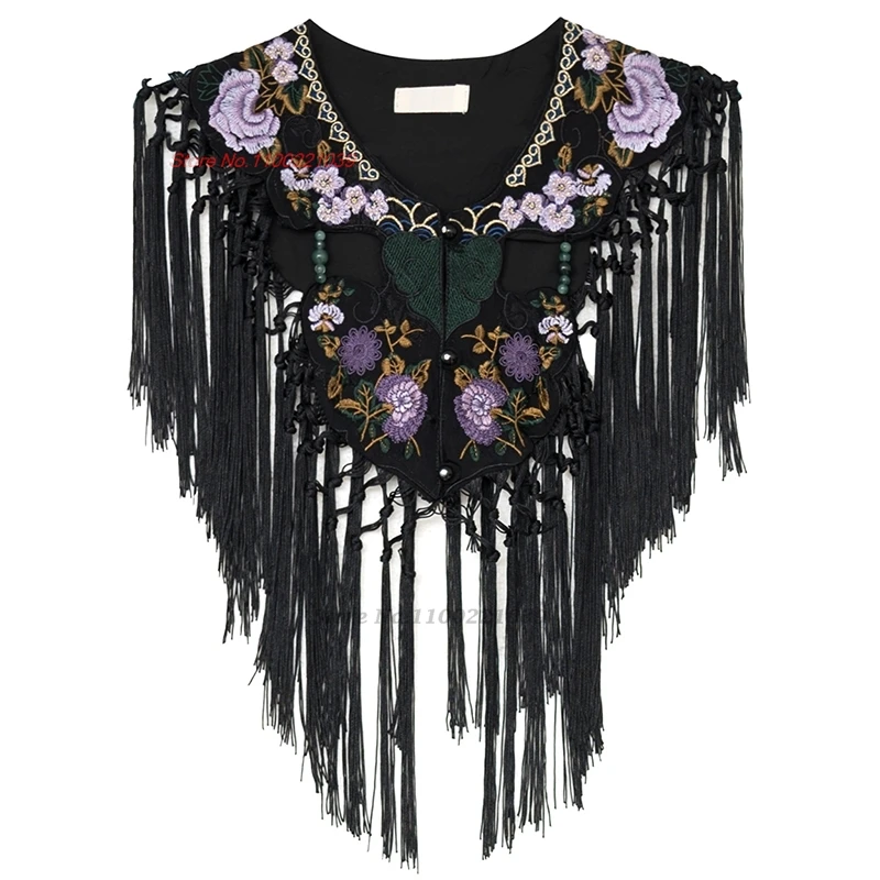 2025 chinois ethnique glands châle cape cape fleur nationale broderie cape hanfu accessoires oriental rétro veste sans manches