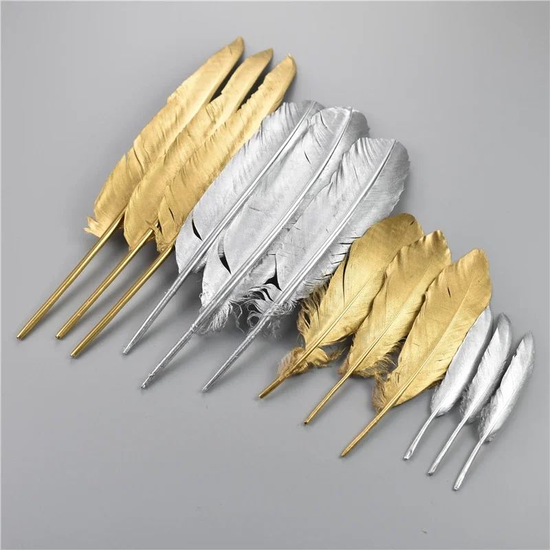 Gold Goose Feather Silver Turkey Plumes Handicraft Accessories Golden Duck Feathers Table Centerpieces Wedding Party Decoration - view 5