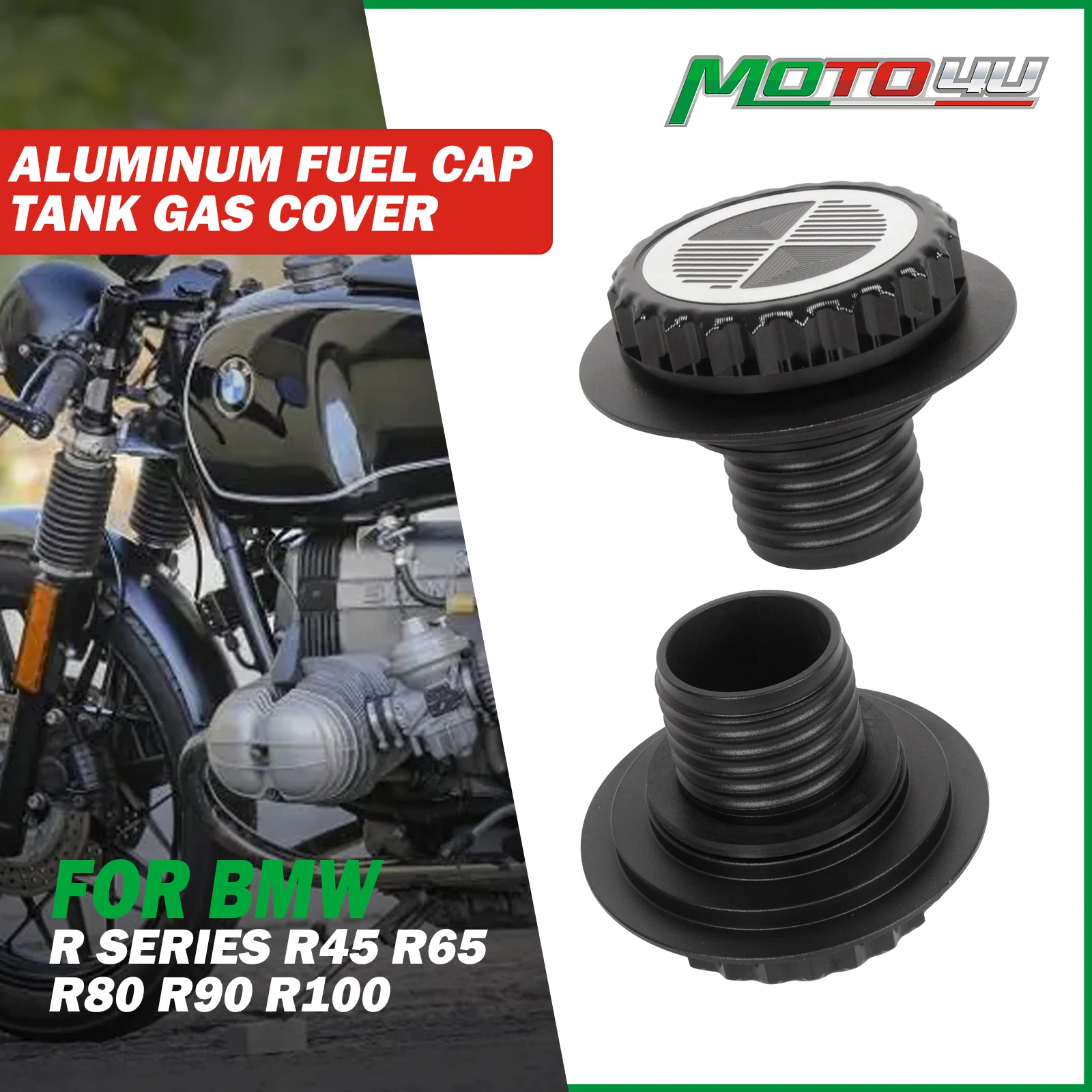 

MOTO4U For BMW R Series R45 R65 R80 R90 R100 Aluminum Motorcycle Accessories Black Oil Fuel Tank Gas Cap Cover Keyless