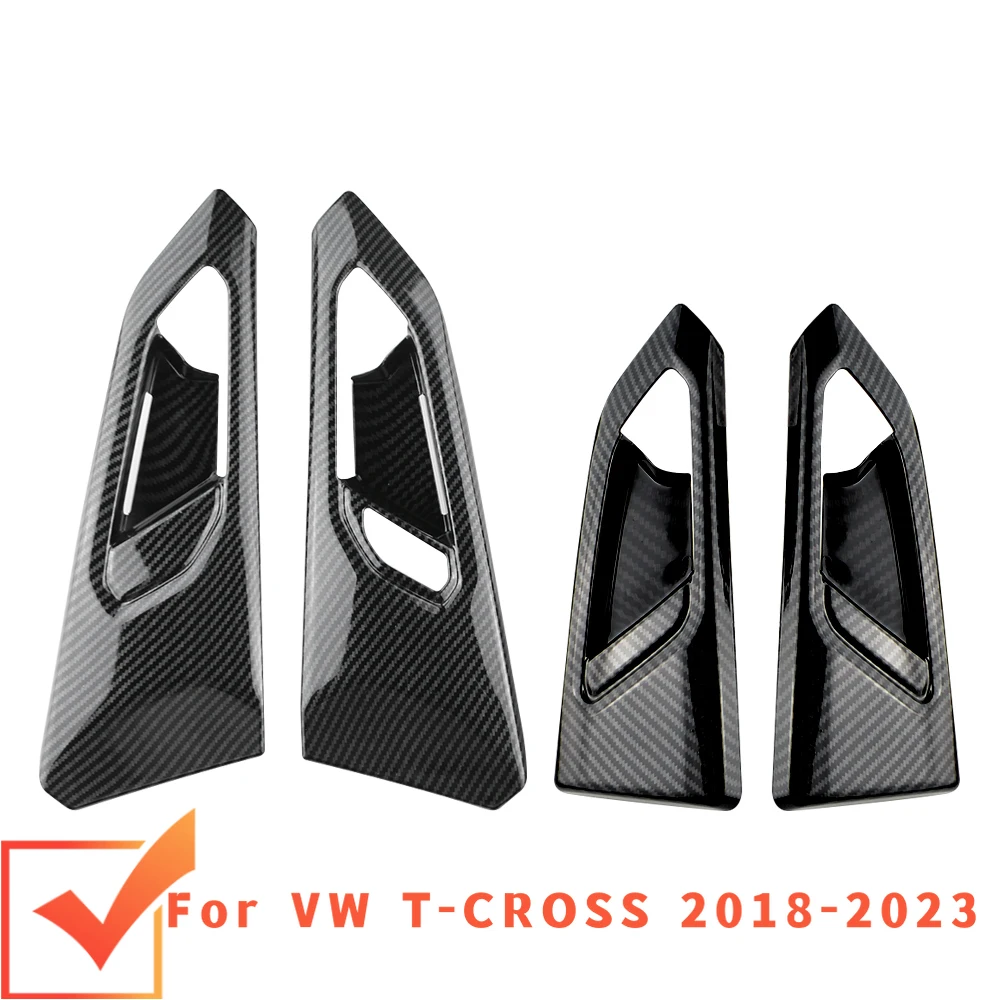 Car Door Handle Cover for Volkswagen VW T-Cross Tcross 2018 - 2023 LHD Carbon Fiber Door Panel Sticker Trim Inner Accessories