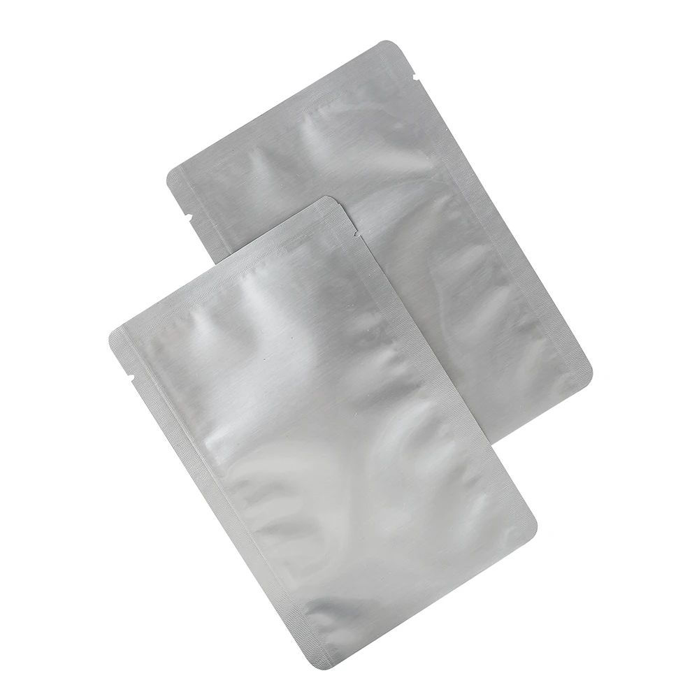

100Pcs Silver Pure ALuminum Mylar Bags 3 Side Sealing Heat Sealed Vacuum Food Cooking Packaging Pouch