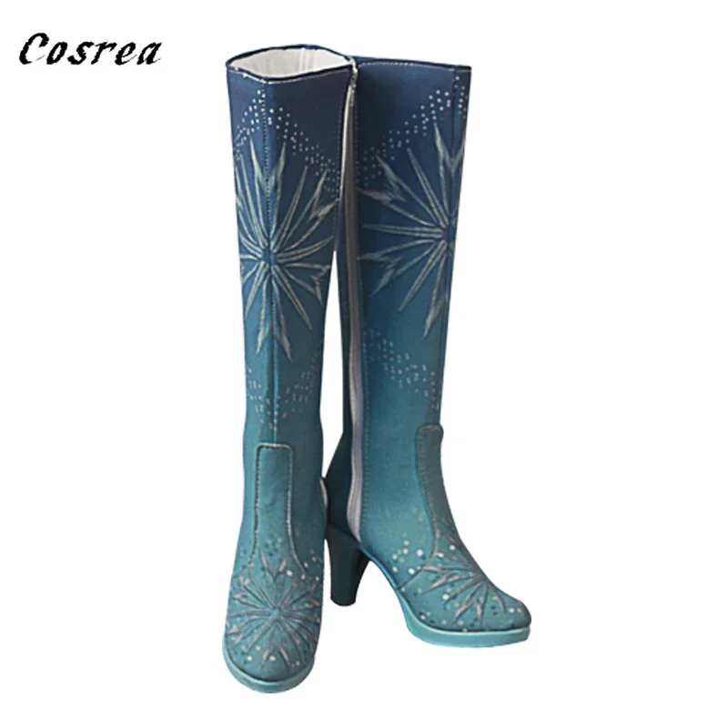 Botas de salto alto no joelho para meninas, princesas, rainha, neve, cosplay, gelo, natal, fantasia, inverno