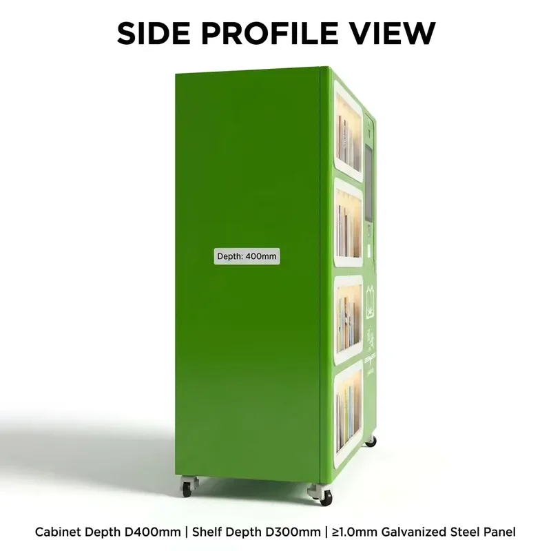 HAUMR Community & School 24/7 Unattended Smart Book Lending Kiosk with RFID Detection and Touch Screen Self-service System