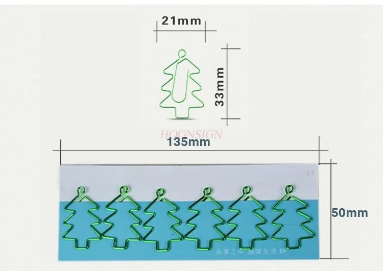 6pcs Bright Green Christmas Tree Paper Clips Creative Bookmark Colorful Paper Clips Cartoon Clip Metal