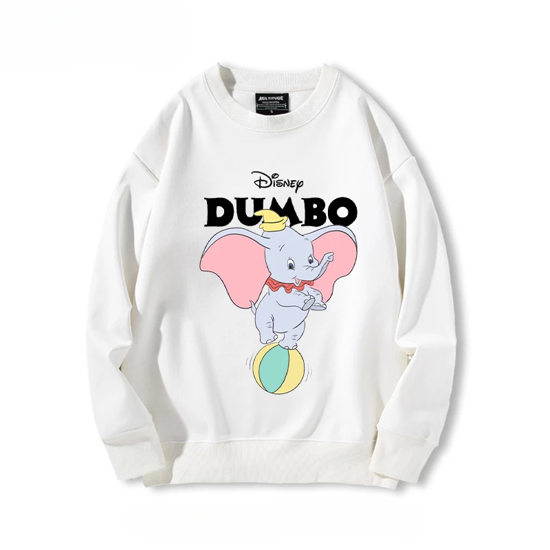 Autumn and Winter Disney Dumbo Cartoon Anime periphery Women's round neck pullover Casual and cute Couple's clothing pullover