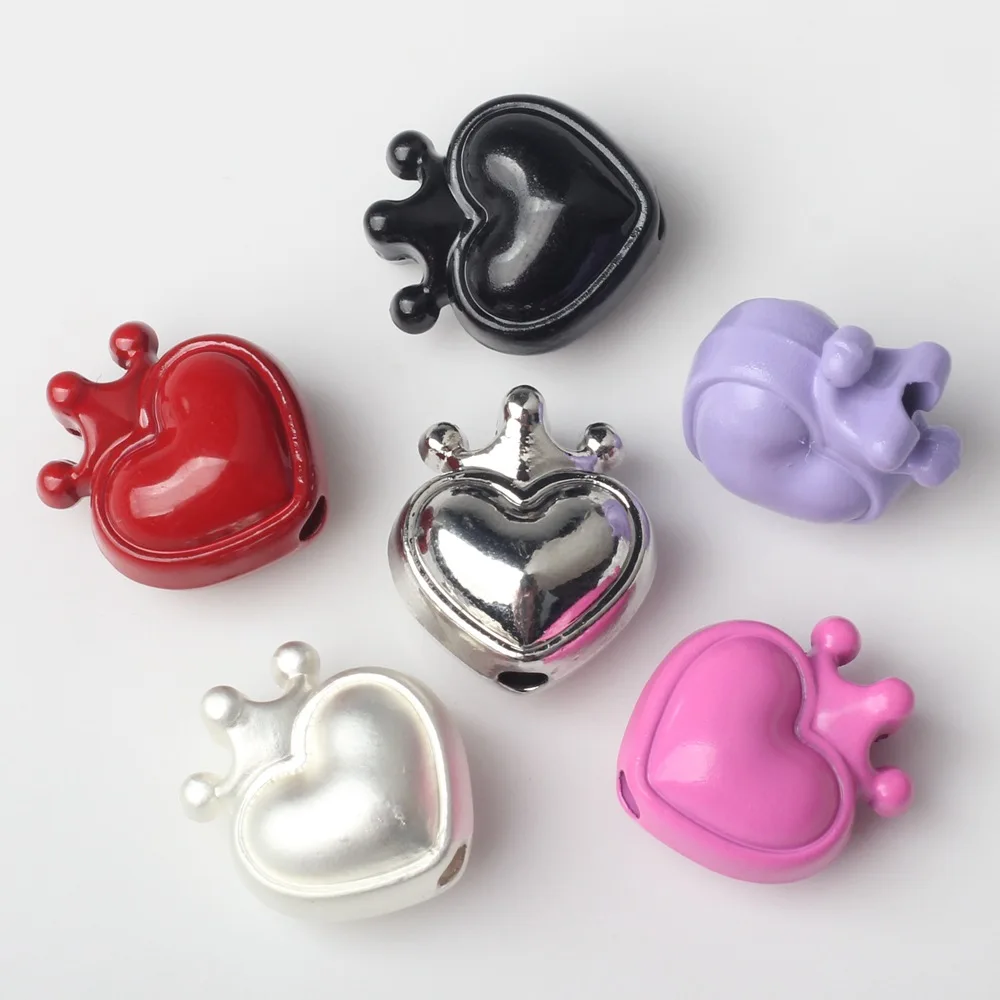 

10 Pieces/bag Simplicity Alloy Spray Painting Crown Heart Shape Beading DIY Bracelet Necklace Accessories