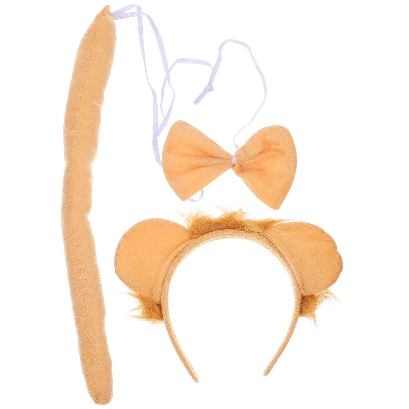 

1 set Lion Ears Headband Animal Hairband Kids Lion Headband Bow Tie Tail Set Halloween Party Accessories Cosplay Set
