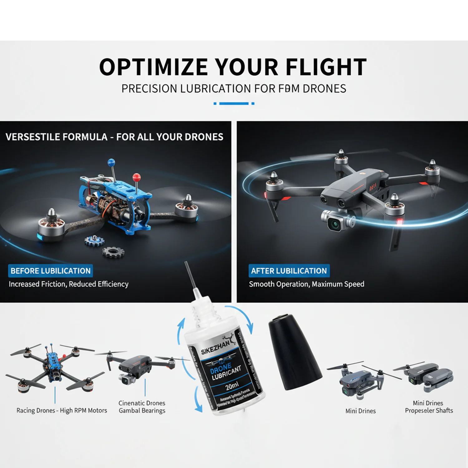 Micro Drone Motor Bearing Lubricant Oil Tiny Whoop RC FPV Quadcopter Brushless Motor Gear High Speed Anti-friction Maintenance - view 2