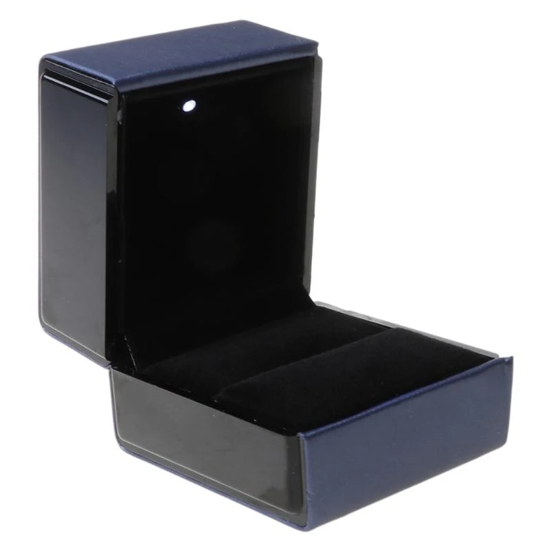  Square Earrings Stoarge Holder Box LED Lighted Rings Box Jewelry Display Gifts Box Proposal Wedding Engagement Ring Box