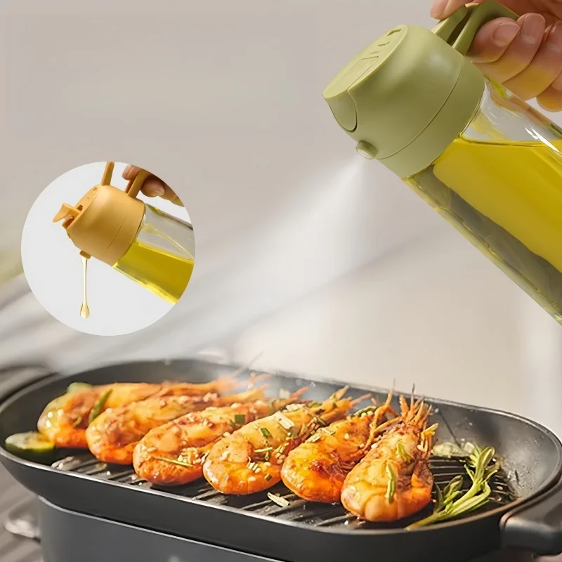 Multifunctional Oil Bottle 2-in-1 Sprayer Empty Bottle Oil Container Dispenser Outdoor Barbecue Camping Utensils Kitchen Tools