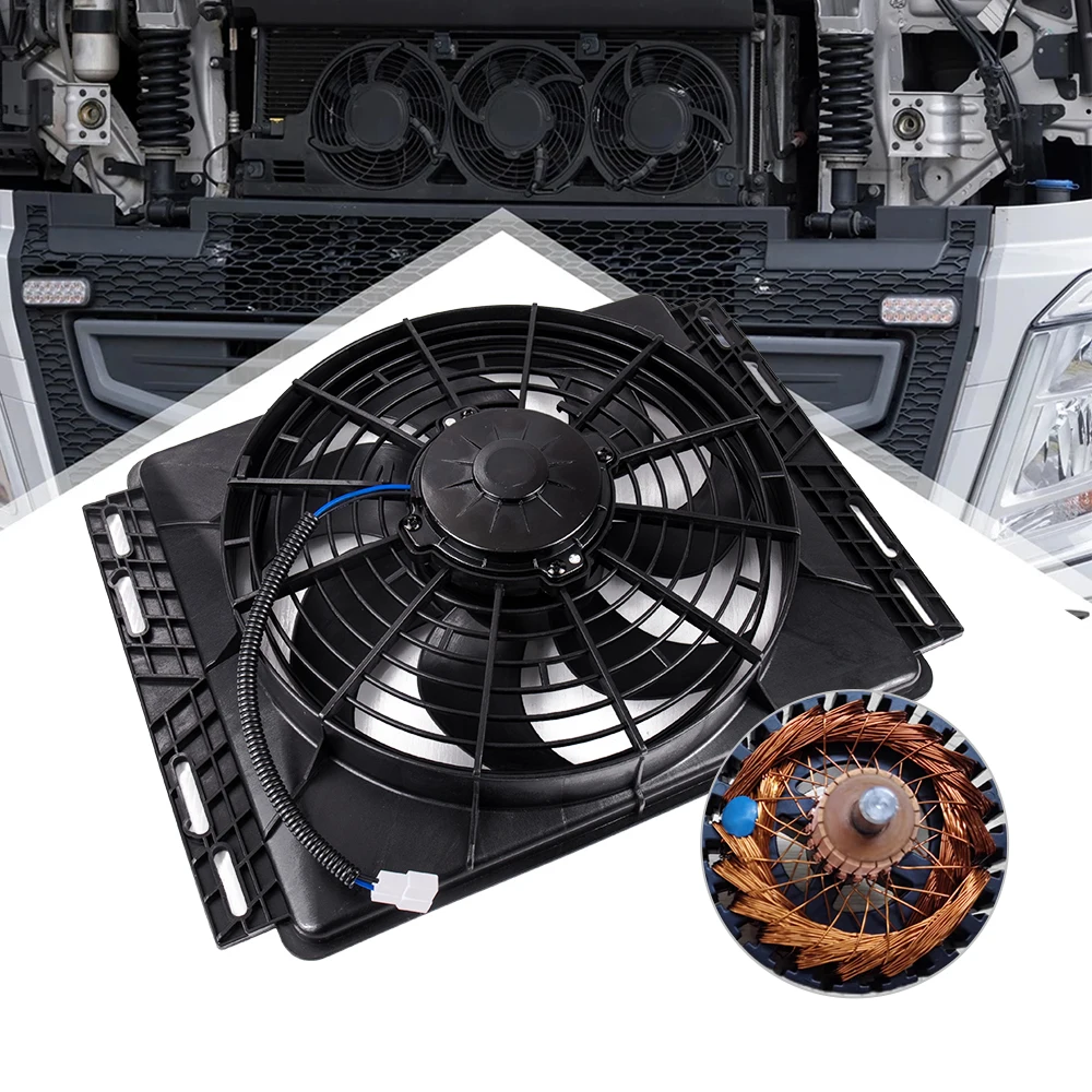 

Универсальный электрический вентилятор для радиатора/конденсатора 12В/24В | Высокоэффективное и долговечное охлаждение | Для систем кондиционирования автомобилей, грузовиков и тракторов