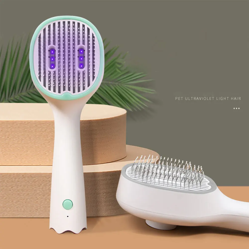 

Cat Comb Stainless Steel Needle With Ultraviolet Sterilization Function Pet Cleaning Massage Combs Automatic Hair Removal Comb