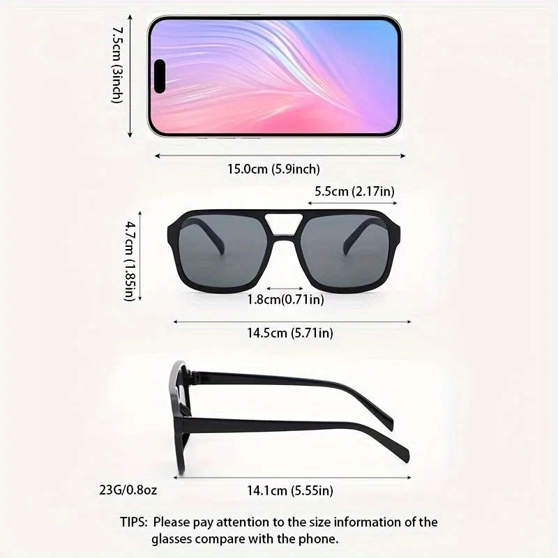 نظارات شمسية مربعة كلاسيكية مع عدسات صفراء