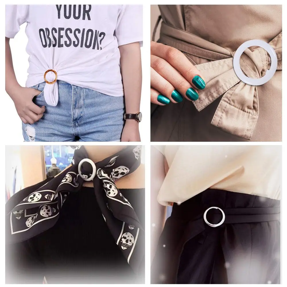 1pcs Round Resin Belt Buckle Scarf Buckles Ribbon Buckles Women\'s Elegant Tee Shirt Clips Crafts Garment Accessories DIY