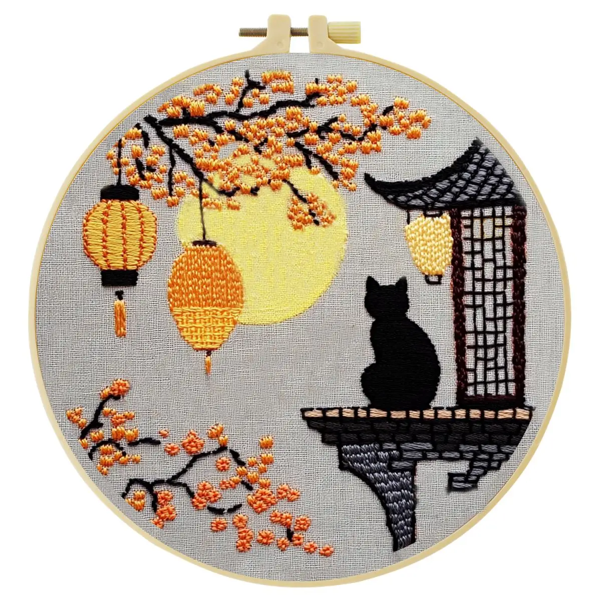 1 Stück 20X20CM/15X15CM 7,87/6,3 Zoll Katzen-Stickerei-Starter-Kit DIY-Kit DIY-Stickerei-Set Handarbeiten Nähkunst-Set für Anfänger – Detail 4