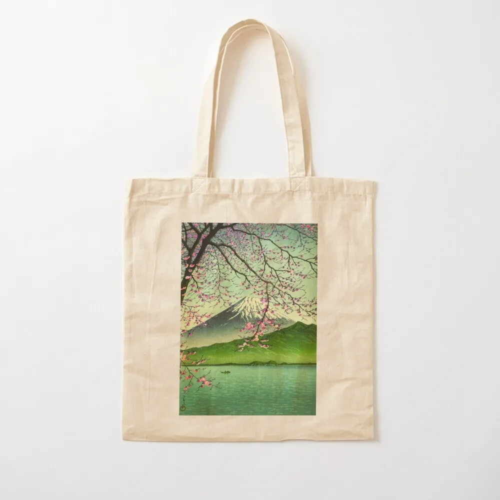 Mount Fuji & Cherry Blossoms Tote Bag Shopper handbag tote screen cute Portable shopping Canvas