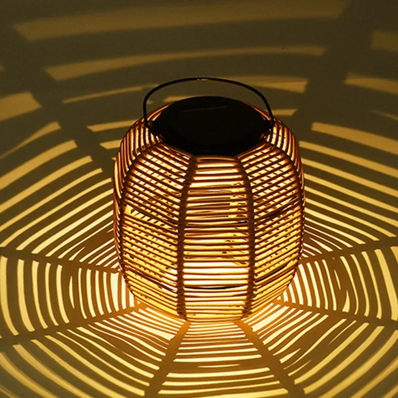 New Handmade Vine Weaving Solar Courtyard Lamp Waterproof LED Camping Courtyard Garden Restaurant Home Lamp