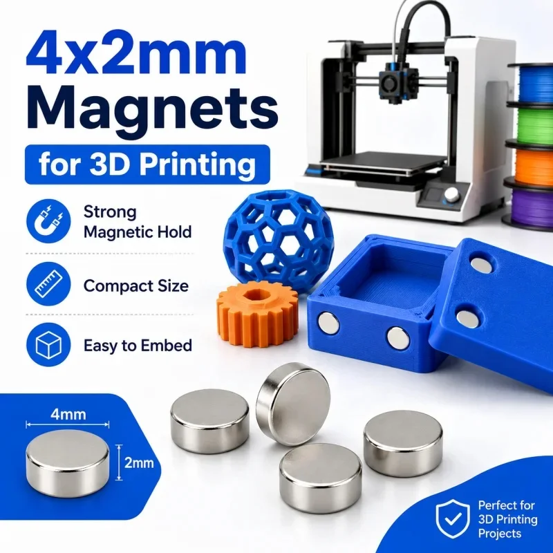3D Printing Tools Kit – 4x2mm N35 NdFeB Round Magnets, Permanent Strong Magnetic Set for DIY Models & 3D Printer