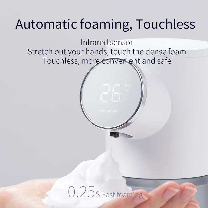 Automatische Zeepdispenser Touchless Sensor Schuim Machine Met Temperatuur Display Usb Rechargeablefor Badkamer Apparatuur