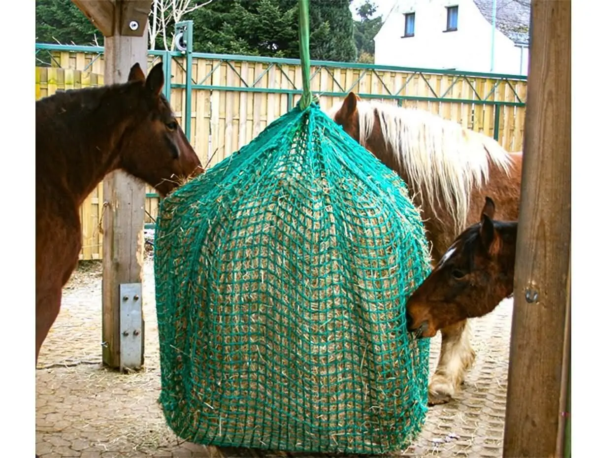 

2025 PE PP Polyester Mesh Slow Feed Hay Net Bag Horse Protection with Custom Cutting Processing Service