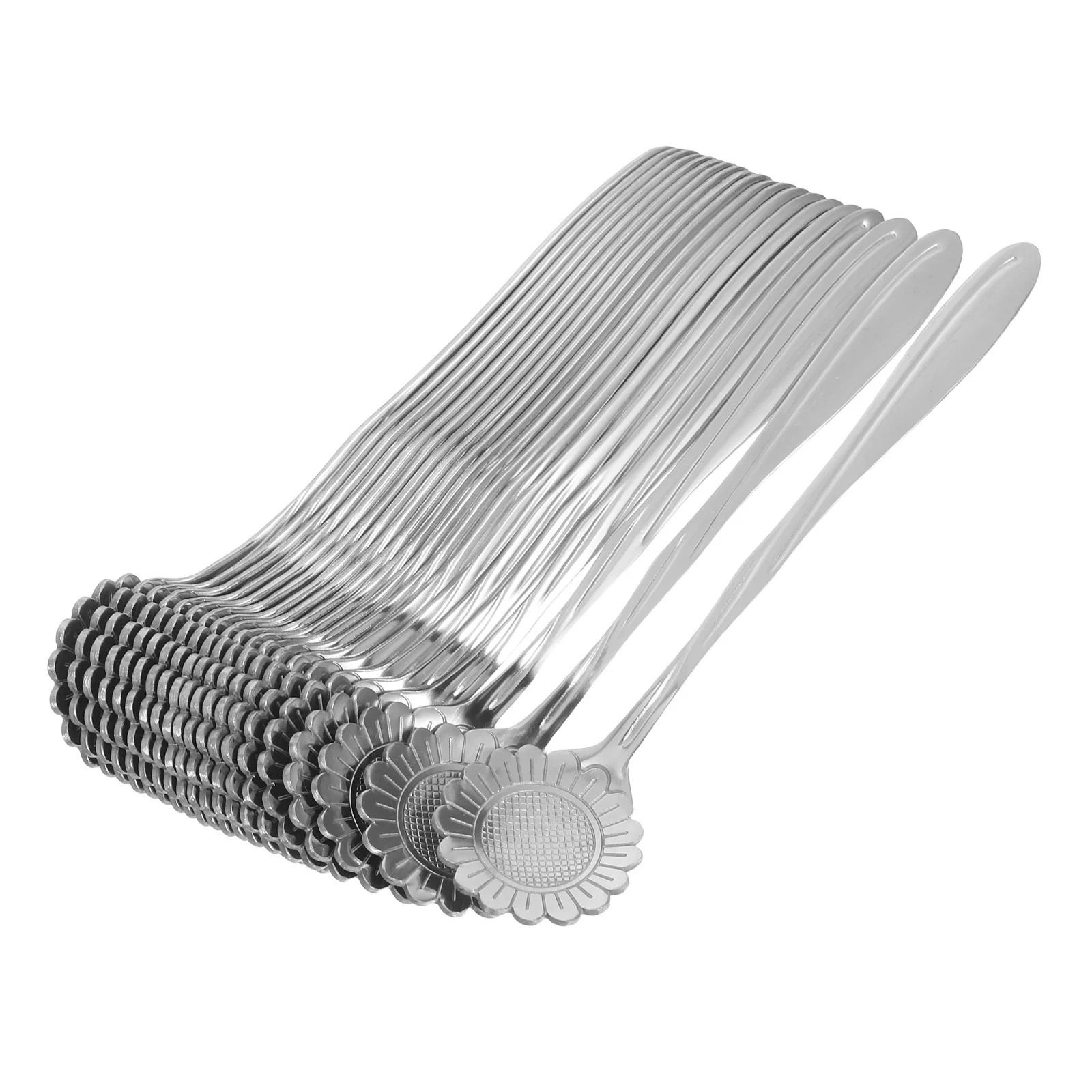 

20Pcs Stainless Steel Petite Spoons Sunflower Inspired Design for Stirring Coffee Tea Milk Elegant Dessert Serving Tools