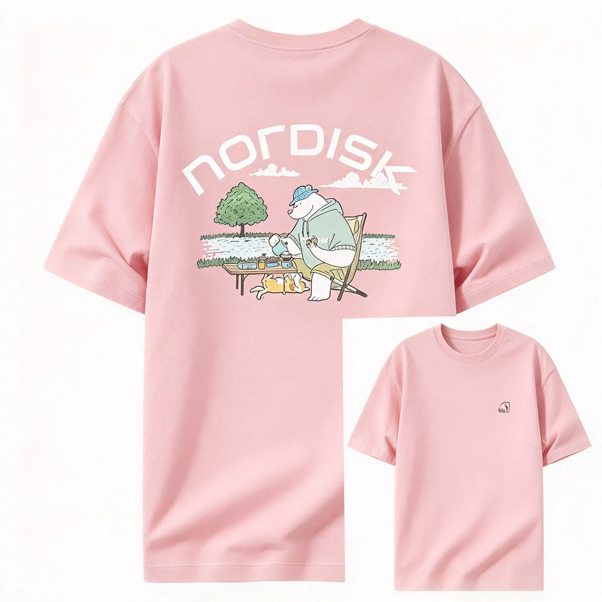 2026 Kids Adults Outdoor Camping Cartoon Bear Graphic Print Short Sleeve T Shirt Casual Streetwear Tee for Men Women