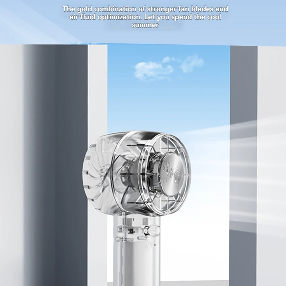 New Transparent Portable Hook Handheld Desktop Turbo Fan Rechargeable Fan 3 Speed Hand Fan For Travel Outdoor Cold Compress Fans