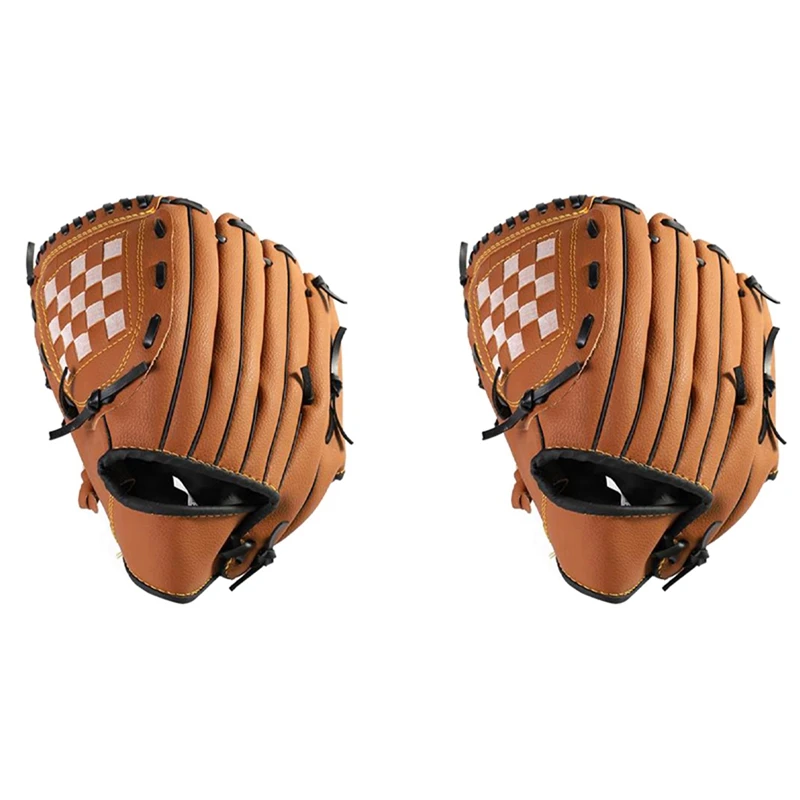 

2X Outdoor Sports Baseball Glove Softball Practice Equipment Right Hand For Adult Man Woman Train,Brown 12.5 Inch