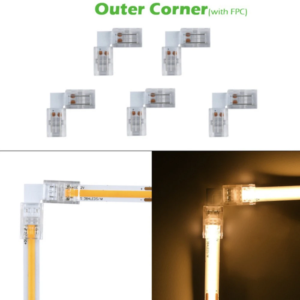 5 sztuk pasek COB LED złącze 2pinSuit do 8mm 10mm oświetlenie COB pojedynczy kolor taśma Led