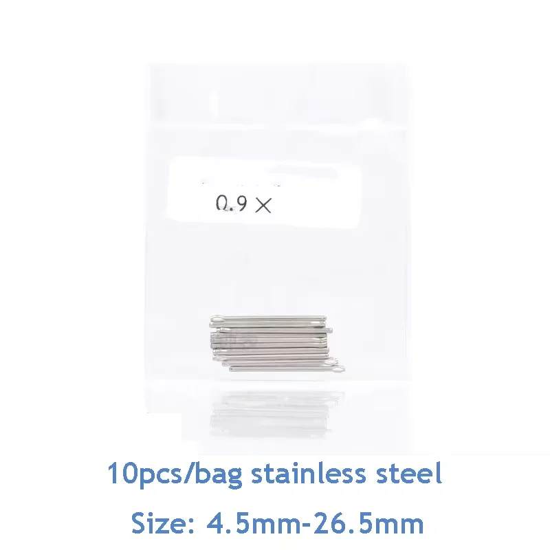 10Pcs /A Lot Diam 0.9mm Length 4.5mm-26.5mm Watch Band Stainless Steel Split Cotter Bars Link Pins for Watchmaker