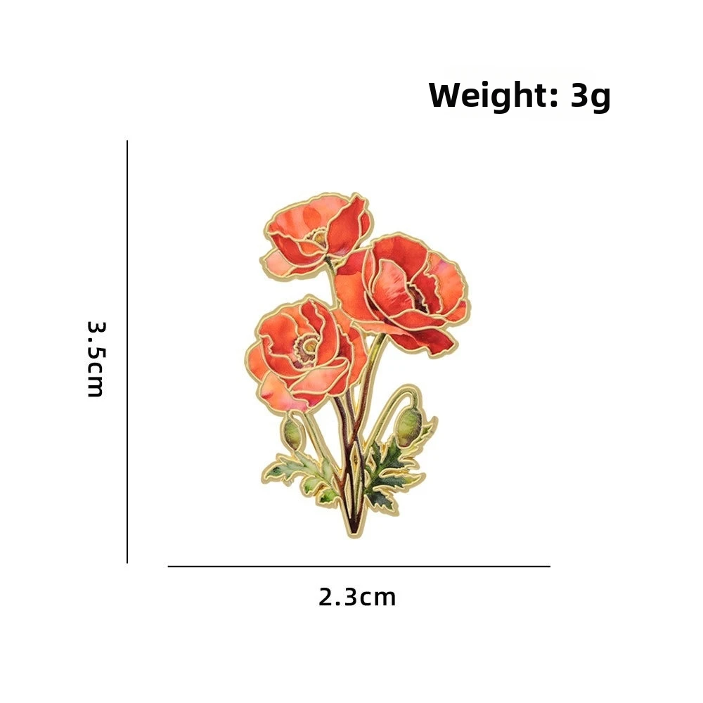 Assorted Colors Flower Brooches Botanical Design 12 Piece Set Lapel Brooches Enamel Material Metal Pin Back Enamel Flower Pins