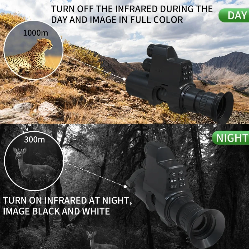 Digital Infrared Night Vision Monocular Scope with Photos and Video Playback Function for Hunting Camping
