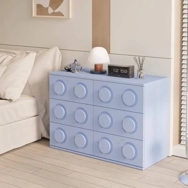

Blue Decoration Bedside Table Aesthetic Drawers Space Saving Bedside Table Japanese Storage Mesitas De Noche Furniture Home